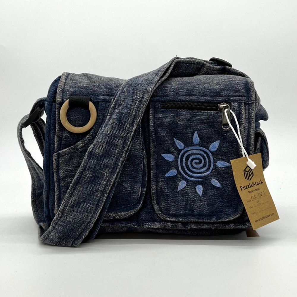 Washable Cotton Messenger Crossbody Bag Vegan Sustainable Gift
